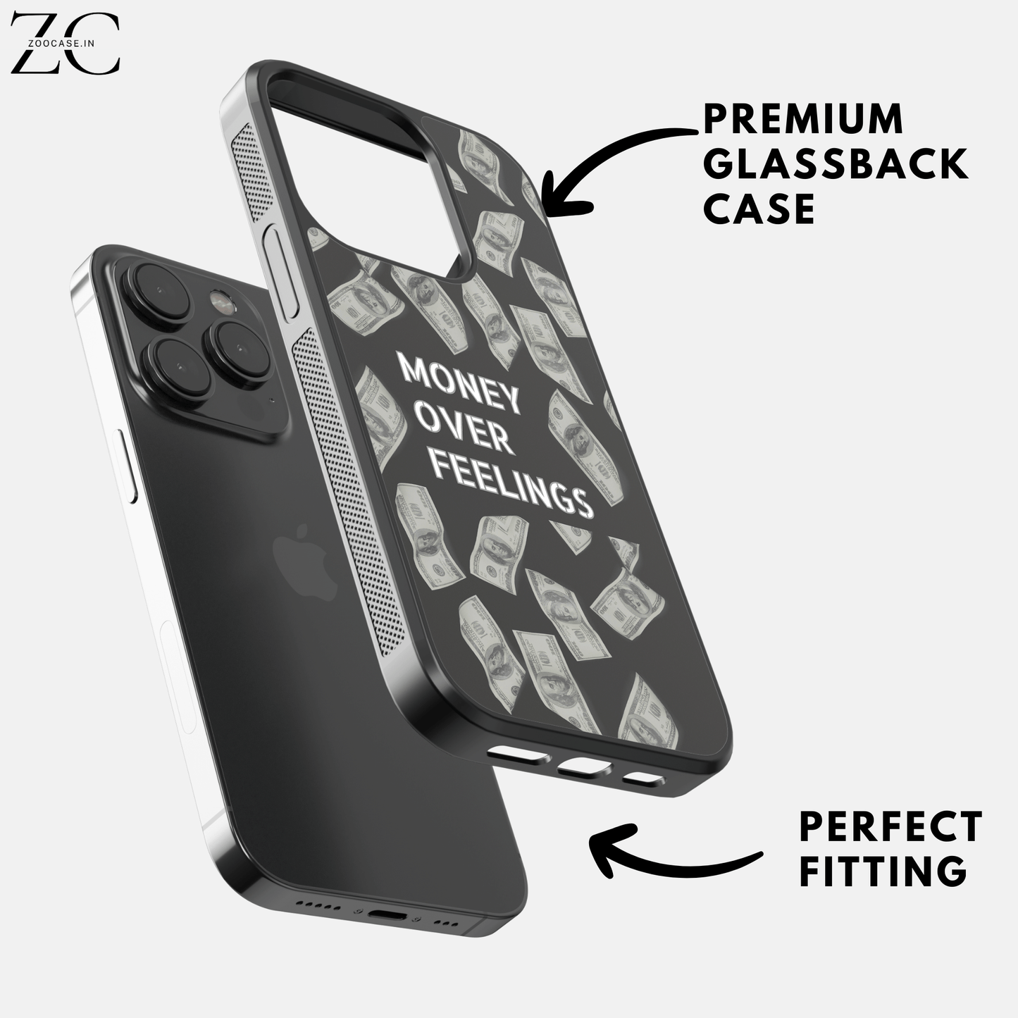 "Money Over Feelings" Glassback Case