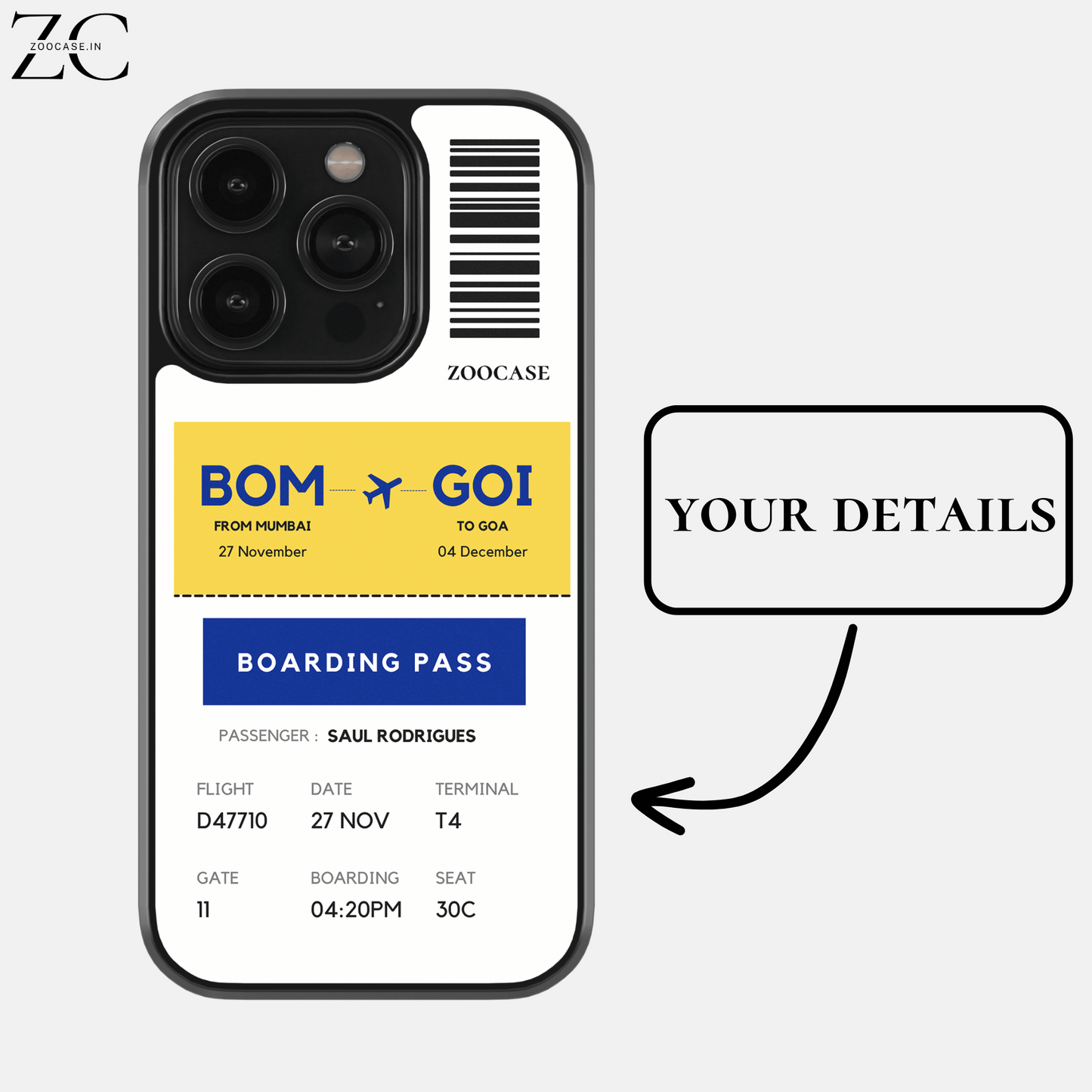 Customised Boarding Pass Glassback Case